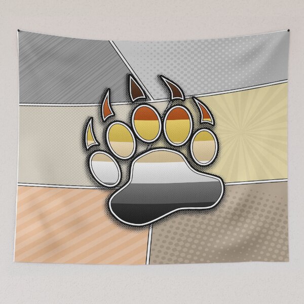 Item preview, Halftone Gay Bear Pride Paw with Flag Background designed and sold by LiveLoudGraphic.