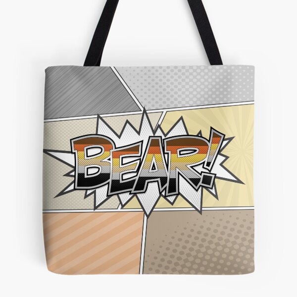 Item preview, Halftone Gay Bear Pride Typography with Flag Background designed and sold by LiveLoudGraphic.