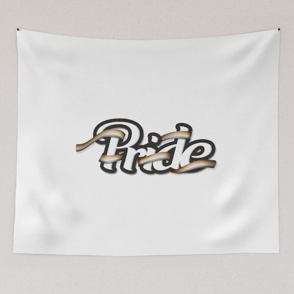 Item preview, Gay Bear pride flag colored ribbon wrapped around the letters of the word PRIDE designed and sold by LiveLoudGraphic.