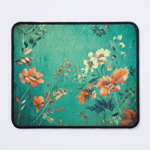 Item preview, Vintage Flowers Collage On Turquiose Background designed and sold by Honey Myrtle Studio.