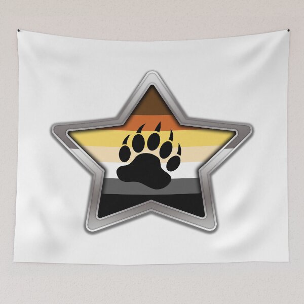 Item preview, Large Gay Bear Pride Flag Colored Star with Chrome Frame. designed and sold by LiveLoudGraphic.