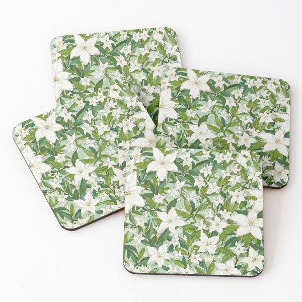 Item preview, White Star Jasmine flower pattern designed and sold by CoolPixels.