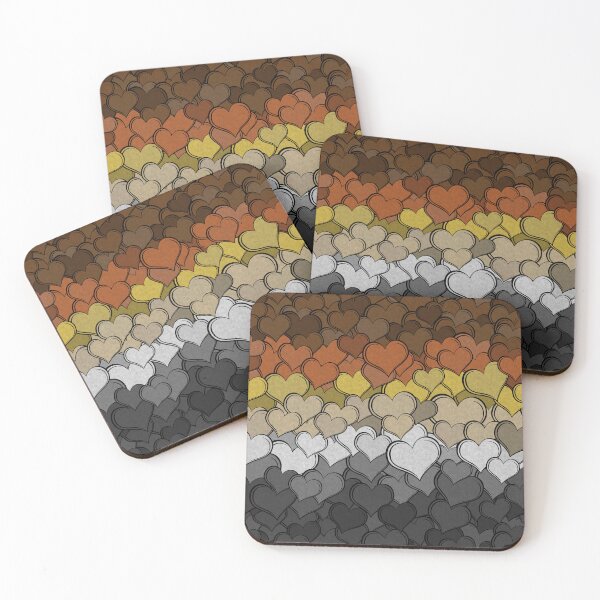 Item preview, Overlapping Hearts in Gay Bear Pride Flag Colors designed and sold by LiveLoudGraphic.