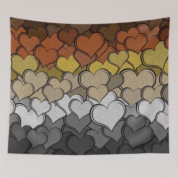 Item preview, Overlapping Hearts in Gay Bear Pride Flag Colors designed and sold by LiveLoudGraphic.