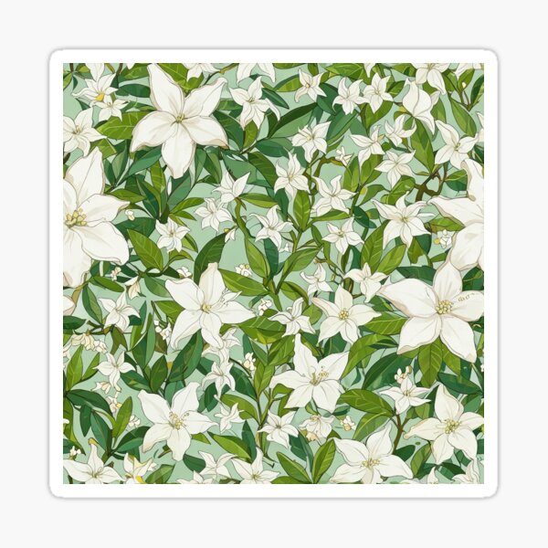 Item preview, White Star Jasmine flower pattern designed and sold by CoolPixels.