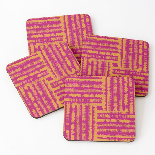 Item preview, Bold hot pink mustard yellow basket weave designed and sold by FrancesPoff.