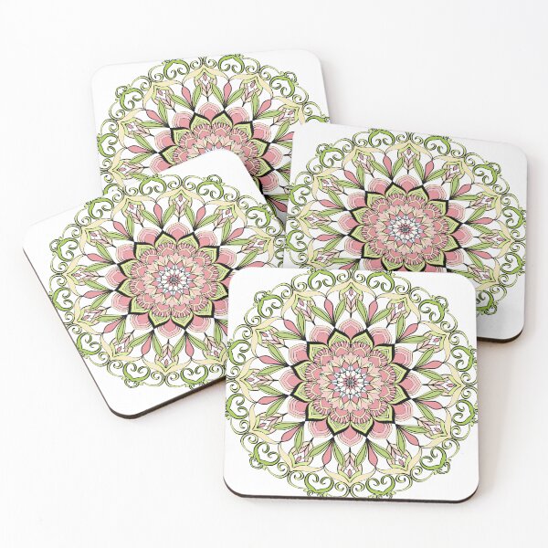 Item preview, Mandala green leaf vines pink pastel flower designed and sold by Bulantanyong.
