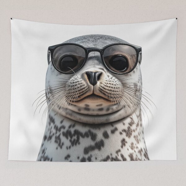 Item preview, Funny cool Harbor Seal wearing sunglasses designed and sold by LazyOwlStore.