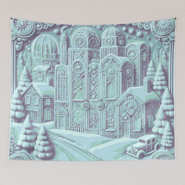 Item preview, Art Deco Puffy Paint Winter Village designed and sold by LuxuryApparels.