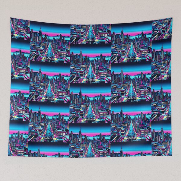 Item preview, Night view of a city of neon colors designed and sold by Dogandesighn.