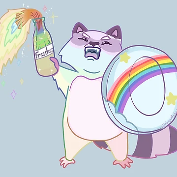 Artwork thumbnail, Rainbow Rage Raccoon by PyroAshes
