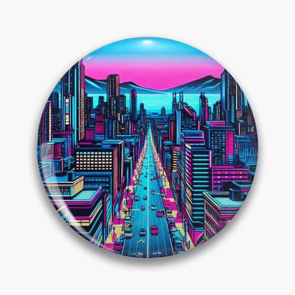 Item preview, Night view of a city of neon colors designed and sold by Dogandesighn.