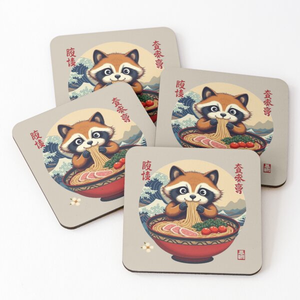 Item preview, Cute Tanuki Eating Ramen T-Shirt – Perfect for Asian Food & Tanuki Lovers! designed and sold by CrafteeTrends.
