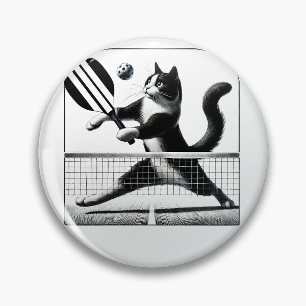 Item preview, Vintage Cat Playing Pickleball Kitten Lover Paddleball designed and sold by Kimberley King Art  King Art.