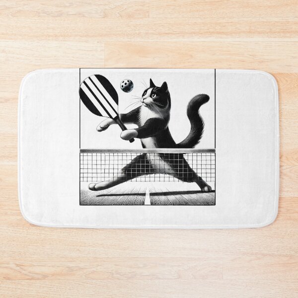 Item preview, Vintage Cat Playing Pickleball Kitten Lover Paddleball designed and sold by Kimberley King Art  King Art.
