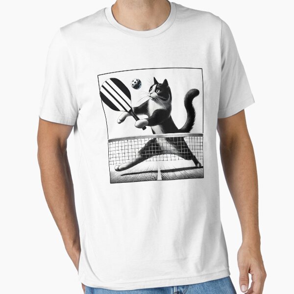 Item preview, Vintage Cat Playing Pickleball Kitten Lover Paddleball designed and sold by Kimberley King Art  King Art.
