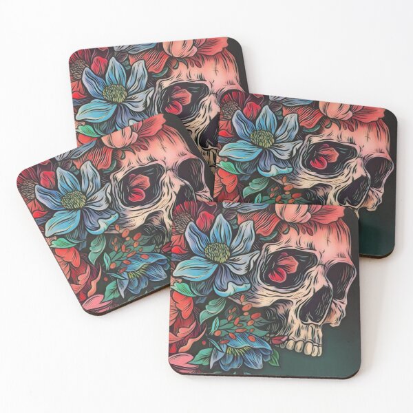 Item preview, Skull n flowers designed and sold by Moe-loves-art.