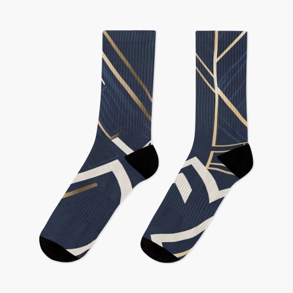Item preview, Abstract geometric pattern in navy blue and gold designed and sold by PeggyMacStudio.
