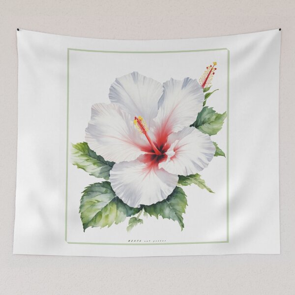 Artikelvorschau, Blumenplakat - Aquarellmalerei einer weißen Hibiskusblüte entworfen und verkauft von Museum Of Non-Existing Art.