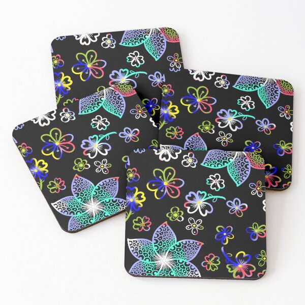Item preview, Neon Floral Bloom on Midnight Black Canvas designed and sold by Bulantanyong.
