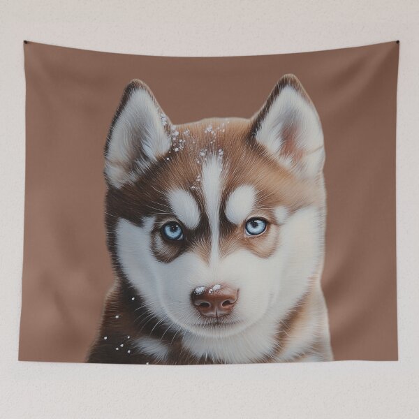 Item preview, Siberian Husky puppy, brown and white fur designed and sold by FluffyGallery.