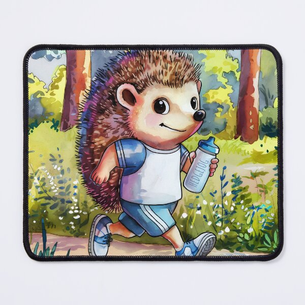Item preview, Hedgejog hedgehog sporty runner aquarelle designed and sold by EmeraldeaArt.