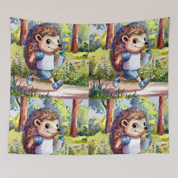 Item preview, Hedgejog hedgehog sporty runner aquarelle designed and sold by EmeraldeaArt.