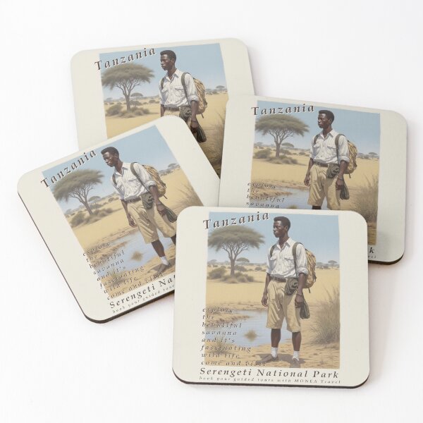 Item preview, Vintage travel poster - Serengeti tour guide Tanzania 50's style designed and sold by Museum Of Non-Existing Art.