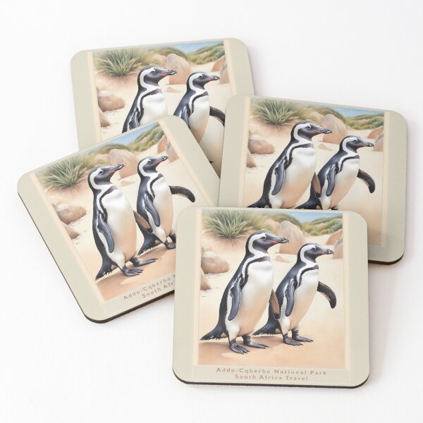 Item preview, Addo-Cqberha National Park South Africa 1950 style poster - penguins designed and sold by Museum Of Non-Existing Art.