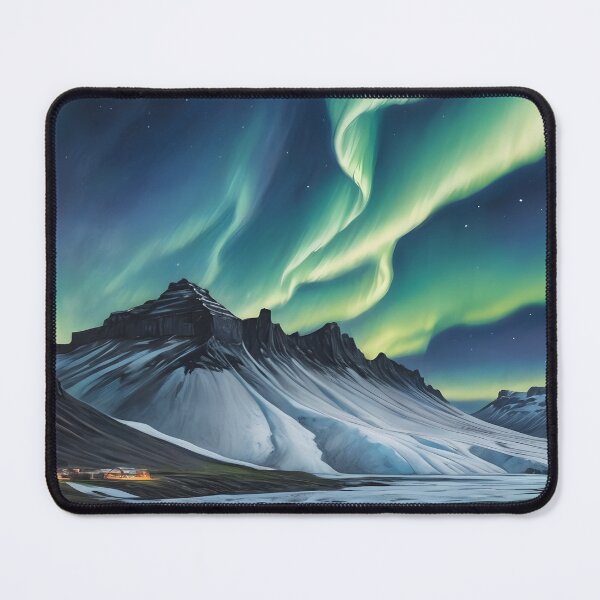 Item preview, Vatnajokull National Park Iceland,1950 style poster - volcano northern light and gletcher designed and sold by Museum Of Non-Existing Art.