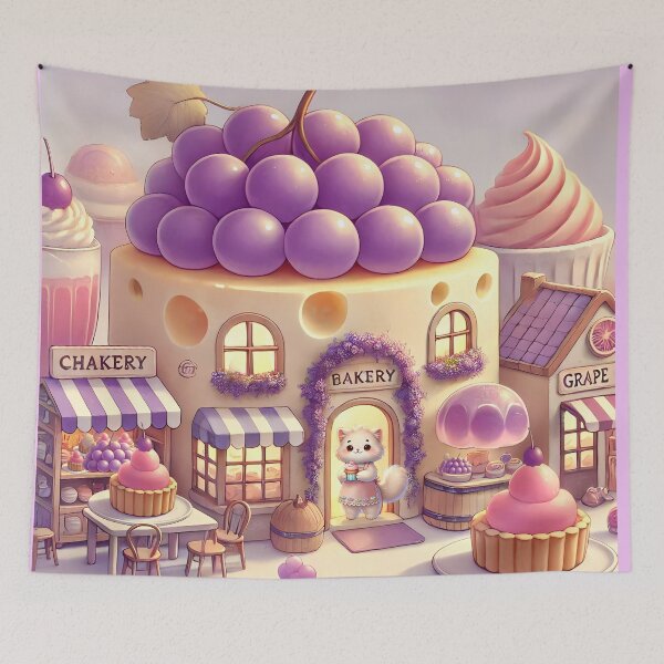 Item preview, Grape Dessert Village – Whimsical Bakery Scene designed and sold by dearjunie.