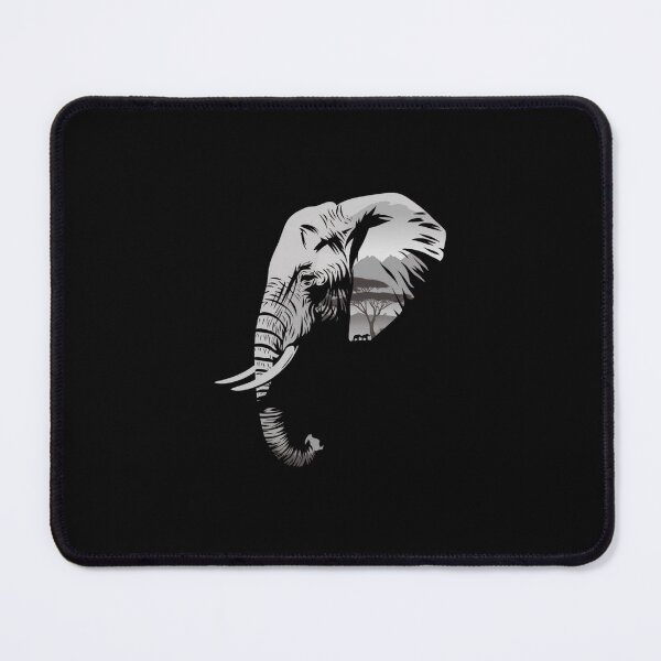 Item preview, Majestic Double-Exposure Elephant with African Savanna – Monochrome Wildlife Art designed and sold by Colorful-Garden.