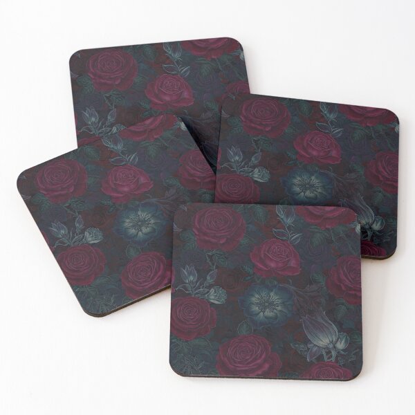 Item preview, Victorian Gothic Style Burgundy Roses & Night Flowers designed and sold by Tamas Das.