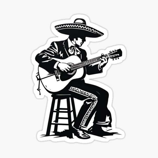 Vista previa del artículo con la obra «Guitarrista mariachi mexicano: diseño artístico vibrante de músicos tradicionales», diseñado y vendido por Colorful-Garden.