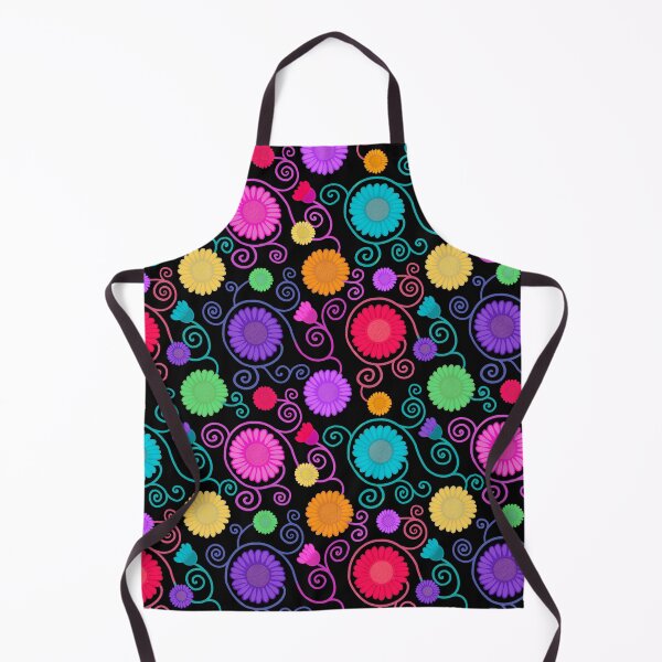 Item preview, Rainbow flowers and spirals on black designed and sold by QuirkyCraftz.