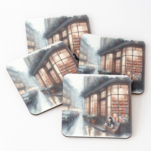 Item preview, Cozy Bookshop in the Rain designed and sold by KJ Frost.