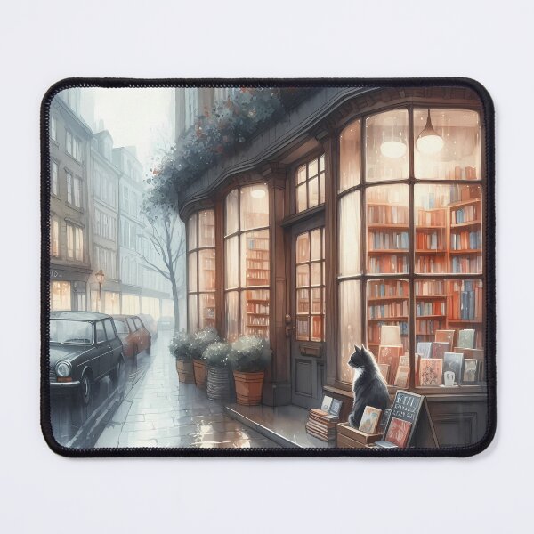 Item preview, Cozy Bookshop in the Rain designed and sold by KJ Frost.