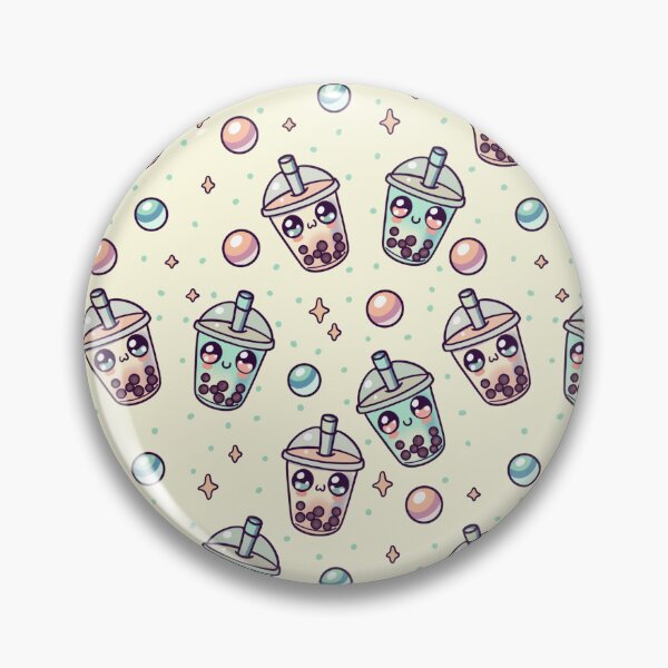 Item preview, Adorable Kawaii Bubble Tea, Boba with Tapioca Pearls, Dots and Stars Seamless Pattern designed and sold by SpiritedArtwork.