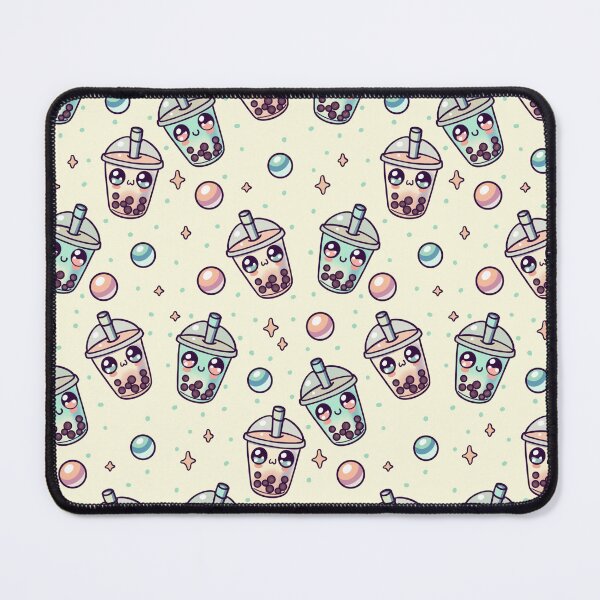 Item preview, Adorable Kawaii Bubble Tea, Boba with Tapioca Pearls, Dots and Stars Seamless Pattern designed and sold by SpiritedArtwork.
