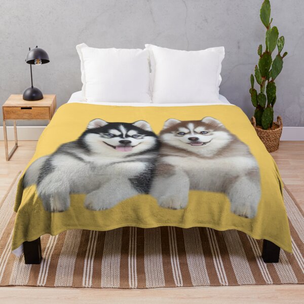 Item preview, Two Siberian Huskies sit side by side. designed and sold by FluffyGallery.