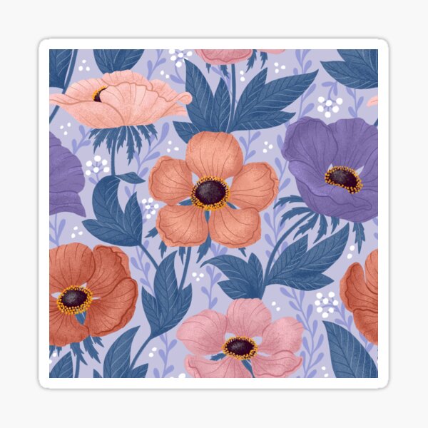 Bold colorful anemone - muted Sticker