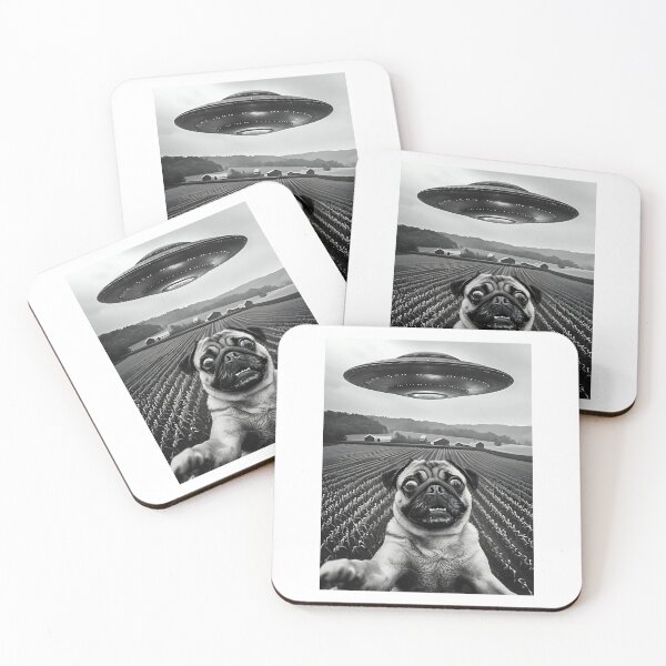 Item preview, Funny Alien UFO Abduction Pug Sci-Fi Dog designed and sold by JerdbordinShop.