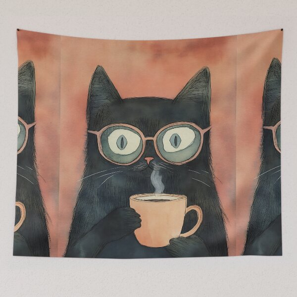 Item preview, Funny Coffee Addict Cat designed and sold by bapupa.