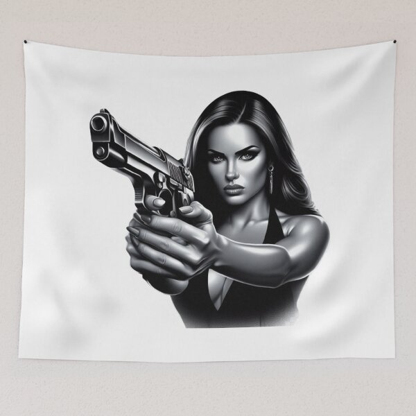 Item preview, “Fatal Beauty: an armed and dangerous woman” designed and sold by CHRIST5000.