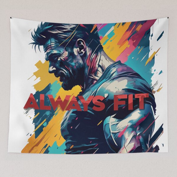 Item preview, A powerful, energetic and dynamic fitness logo with the text "Always fit" designed and sold by blindblues50.