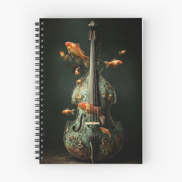 Item preview, Contrabass with Floating Goldfish – Surreal Harmony designed and sold by Moss and Moon Studio.