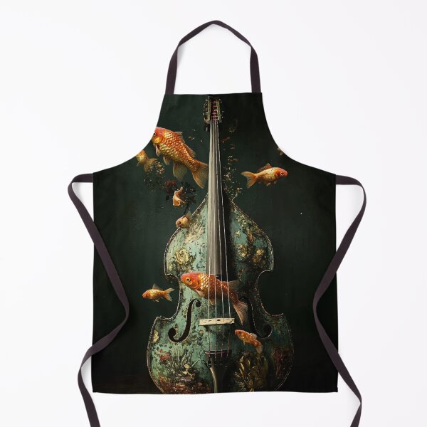 Item preview, Contrabass with Floating Goldfish – Surreal Harmony designed and sold by Moss and Moon Studio.