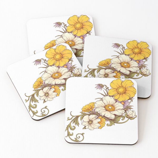 Item preview, White yellow and purple flowers designed and sold by MendaciousMina.
