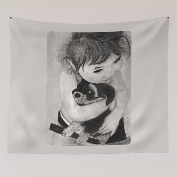 Item preview, Girl and dog, hug of Innocence. designed and sold by RonnyMilleo.