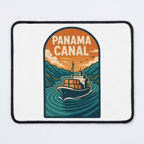 Item preview, Panama Canal Vintage Travel Poster – Retro Shipping Illustration, Container Ship Landscape, Maritime Wall Decor designed and sold by pod24.